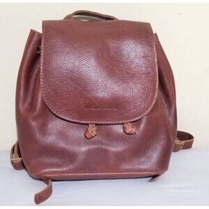 Portland Leather Bucket Backpack Brown Drawstring Opening Magnetic Closure